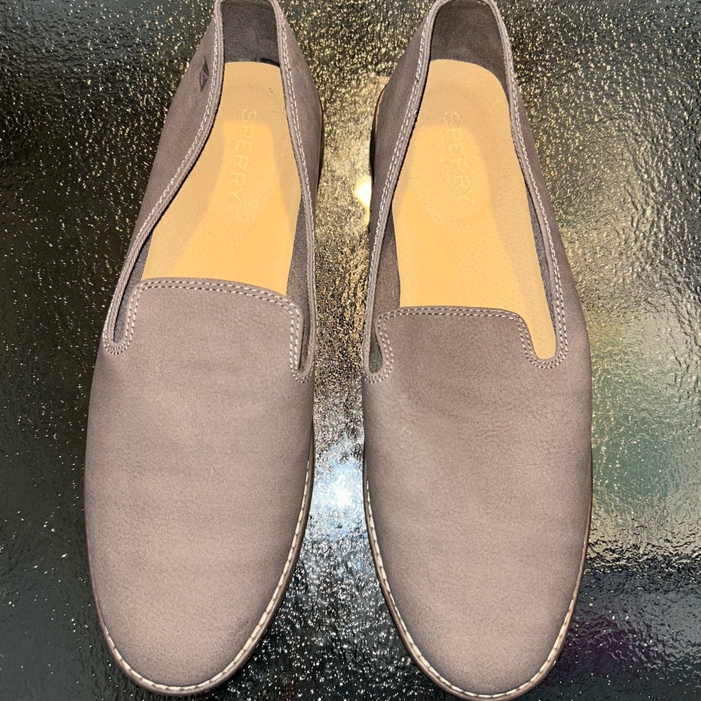 Sperry Tan and Gray Slip-On Loafers